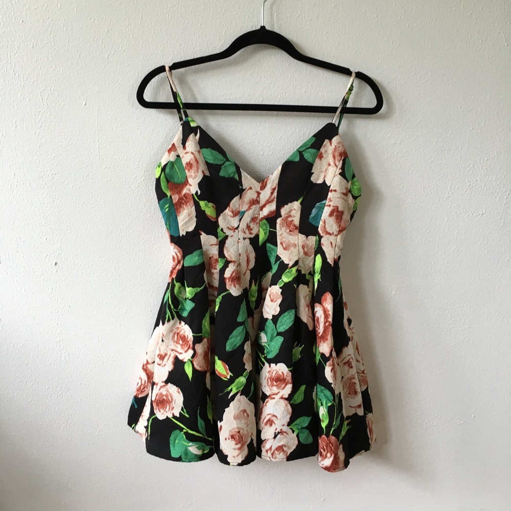 Black and Floral‎ Print Romper